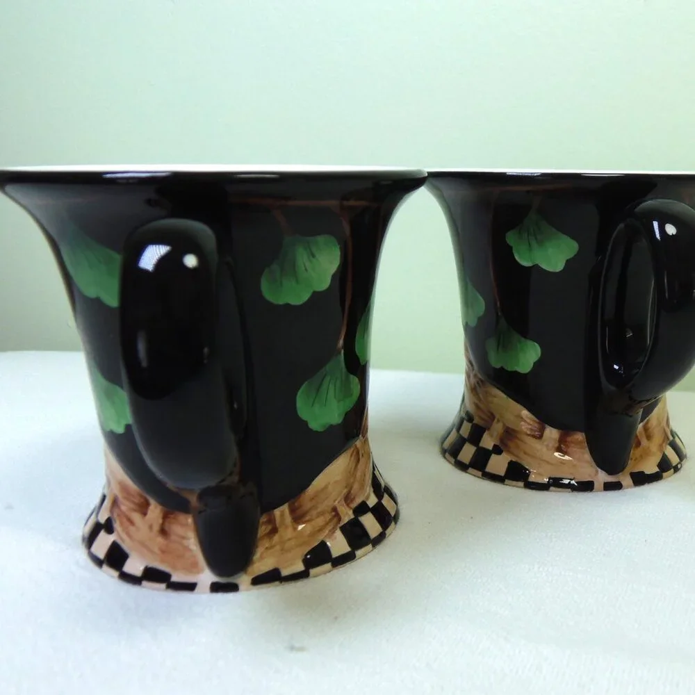 Peggy Fairfax Herrick /House of Hatten Ginko Leaves 6‎ oz Coffee Mugs Set of 2